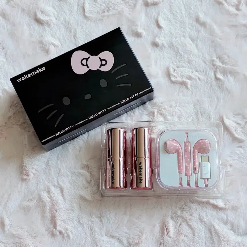 [BUNJANG] WakeMake Hello Kitty Healthy Glow Balm Stick Duo (New) / [새상품] 웨이크메이크 헬로키티 이어폰 헬시 글로우 밤 스틱 듀오