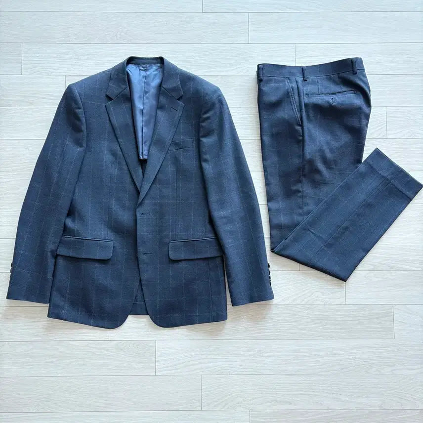 [BUNJANG] Parkland J.Hass Navy Check Suit / 파크랜드 j.hass 네이비 체크 수트