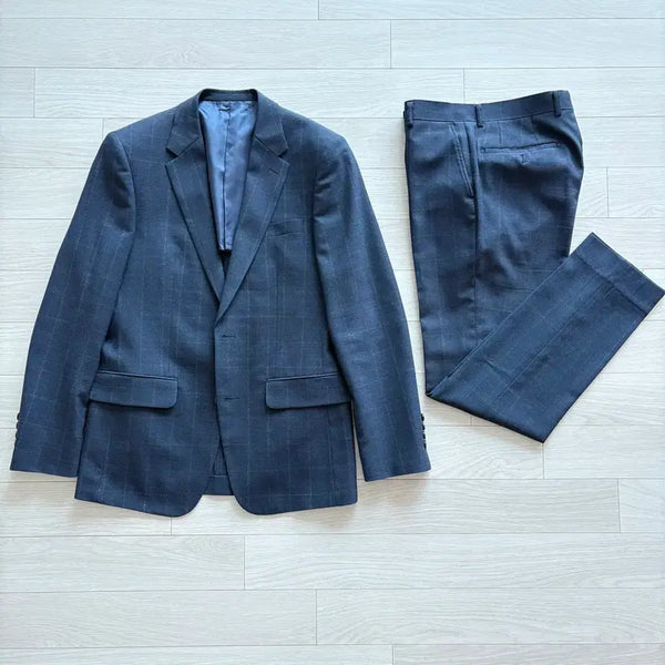 [BUNJANG] Parkland J.Hass Navy Check Suit / 파크랜드 j.hass 네이비 체크 수트