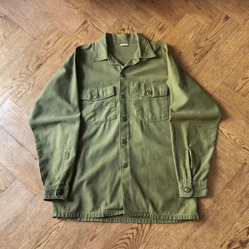 [BUNJANG] U.S. Army OG-107 'Dirty Washing' Military Utility Shirt / [M]60s 오리지널 U.S ARMY OG-107 더티워싱 밀리터리 셔츠