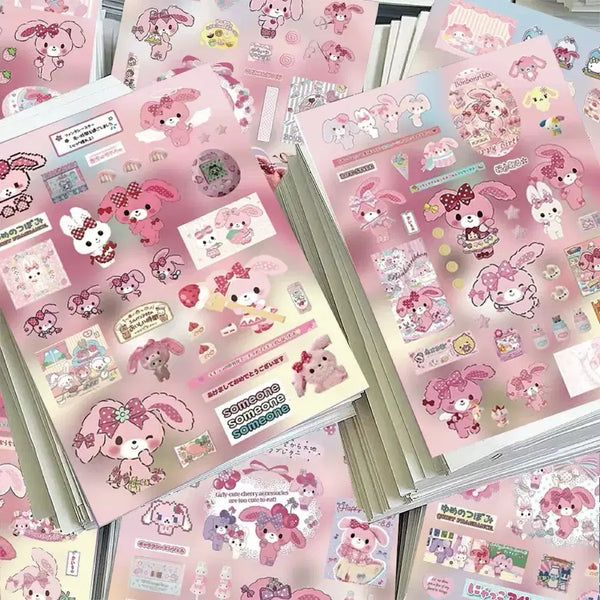 [BUNJANG] Sanrio Ribbon Seal Sticker Set (8 Sheets) / 8장 본본리본 씰스티커 세트 산리오 다꾸 다이어리 꾸미기