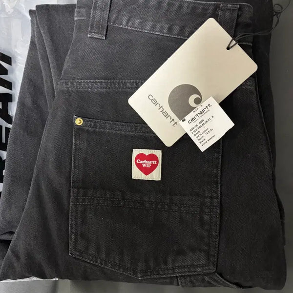 [BUNJANG] Carhartt WIP Nash Loose Fit Double Knee Pants Black Stone Washed S / 칼하트 WIP 내쉬 루즈 핏 더블 니 팬츠 블랙 스톤 워시드 S
