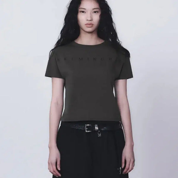 [BUNJANG] Trimming Bird Horizon Logo Crop T-Shirts Charcoal / 트리밍버드 Horizon Logo Crop T-Shirts 차콜