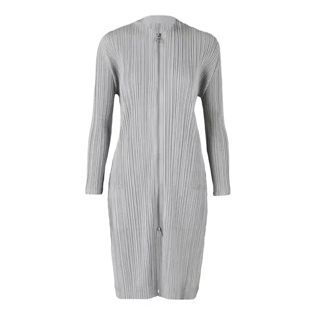 [BUNJANG] Pleats Please Zip-Up Long Cardigan Light Grey / 플리츠플리즈 집업 롱가디건 라이트그레이