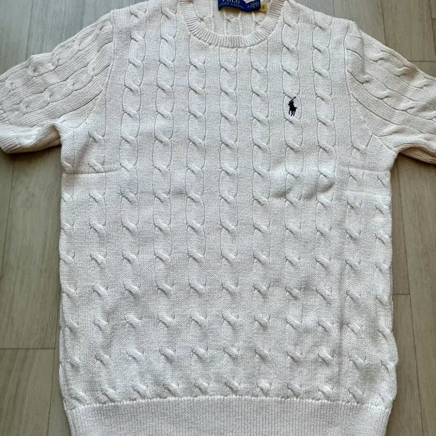 [BUNJANG] Polo Ralph Lauren Cable Knit Short Sleeve Knit - Cream (M) / [M] 폴로 랄프로렌 케이블 반팔니트