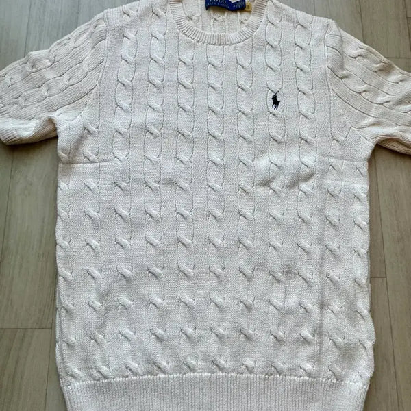 [BUNJANG] Polo Ralph Lauren Cable Knit Short Sleeve Knit - Cream (M) / [M] 폴로 랄프로렌 케이블 반팔니트