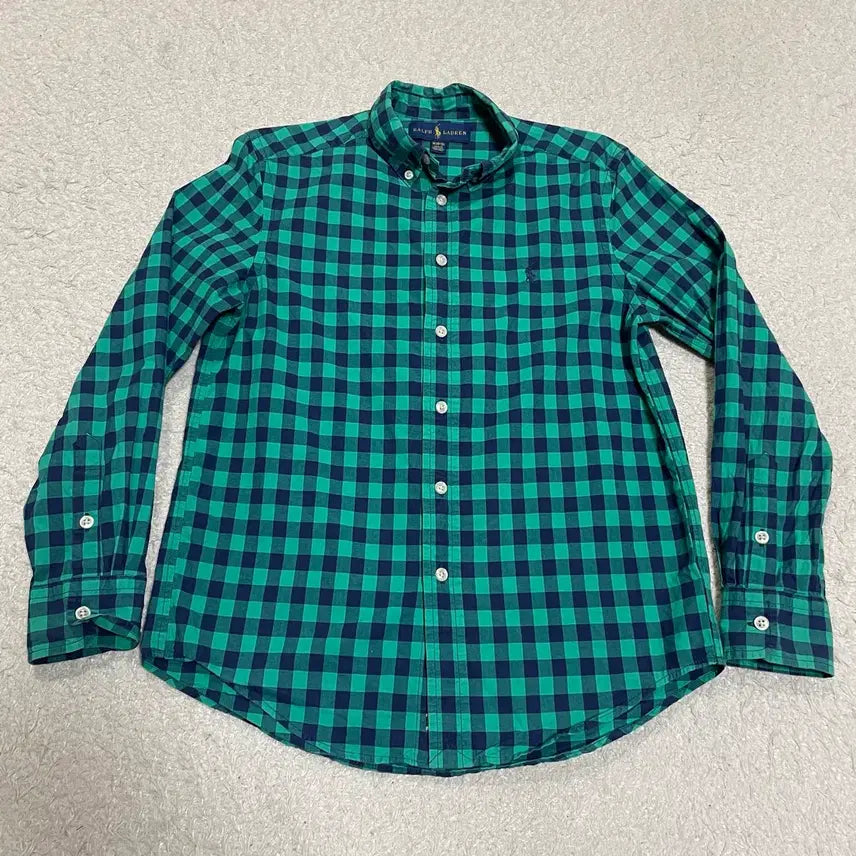[BUNJANG] Polo Ralph Lauren Kids Boys Plaid Shirt Green (Size 10-12) / 폴로 랄프로렌 키즈 아동 체크 셔츠 남방 그린 10-12