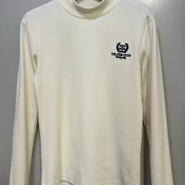 [BUNJANG] Ivory Ribbed Mock Neck T-Shirt / 아이보리 골지 반목 티셔츠(면 100%)