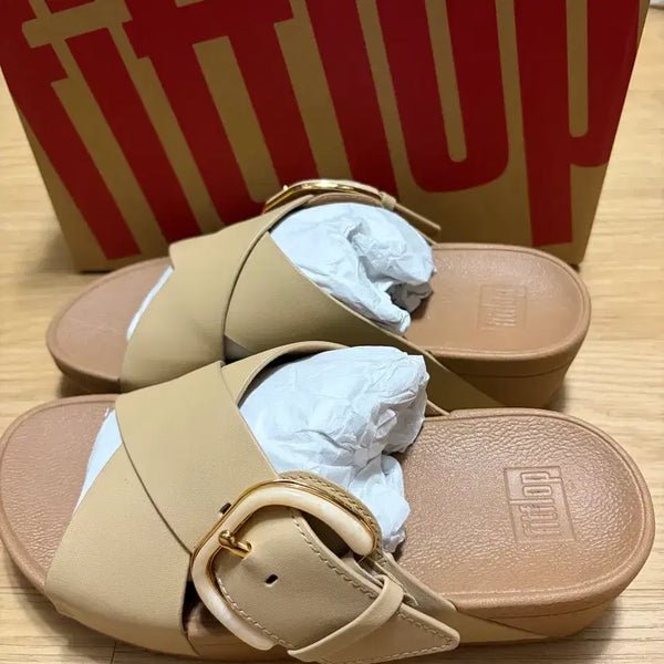 [BUNJANG] Fitflop Lulu Resin Buckle Slide Cappuccino UK 3 (225) / 핏플랍 루루 레진 버클 슬라이드 uk3사이즈