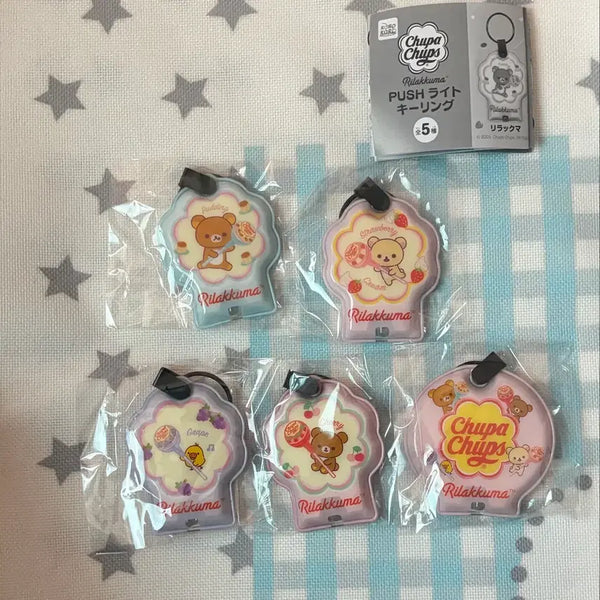 [BUNJANG] Rilakkuma Chupa Chups Collaboration Gachapon Light-Up Keychains (5 Types) / 개당 리락쿠마 츄파춥스 라이트 메지루시 5종