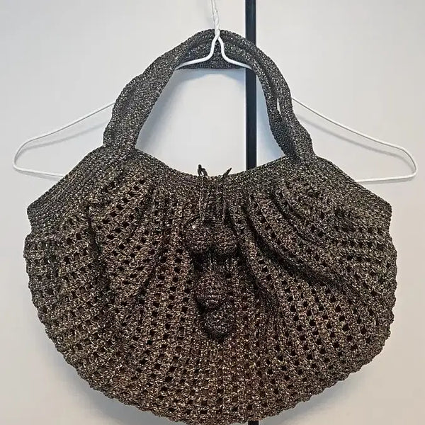 [BUNJANG] Brown Pearl Knit Tote Bag / 브라운 펄니트 토트백