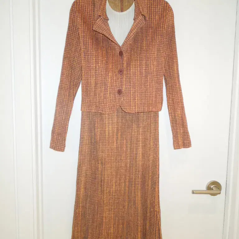 [BUNJANG] Pleats Please Houndstooth Setup Jacket and Skirt Set / 플리츠플리즈 셋업