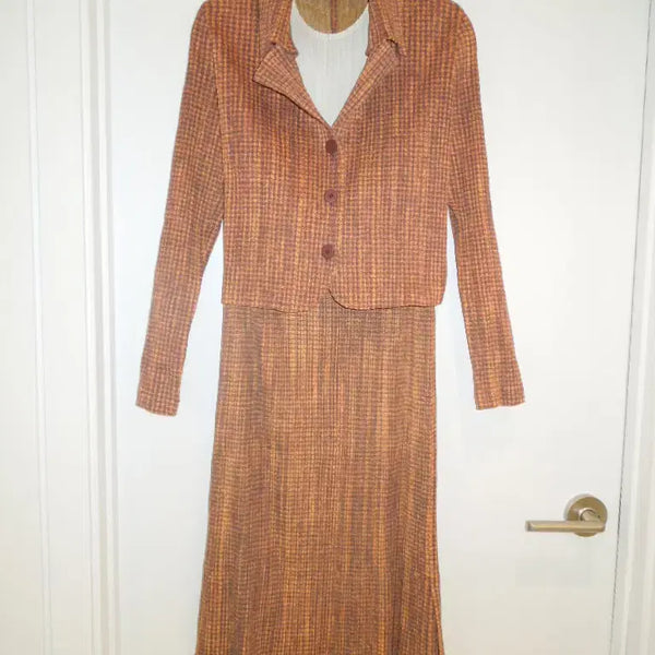 [BUNJANG] Pleats Please Houndstooth Setup Jacket and Skirt Set / 플리츠플리즈 셋업
