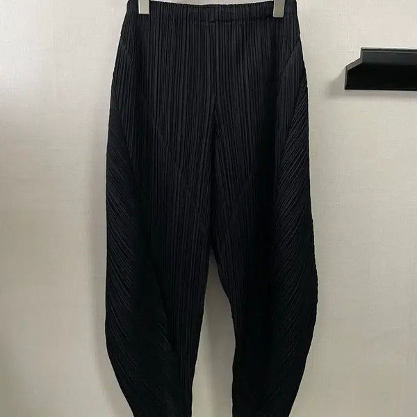 [BUNJANG] Pleated Wide-Leg Pants Black Size 3 / 플리츠 주름 바지 블랙 3