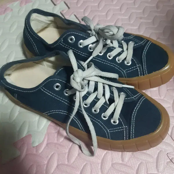 [BUNJANG] Navy Canvas Sneakers Basic Trainers / 네이비 캔버스 운동화 기본 스니커즈
