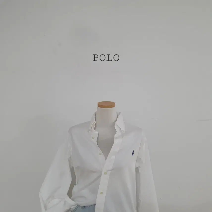 [BUNJANG] Polo Ralph Lauren White Pony Logo Embroidered Cotton Shirt - Size XS / No.26072204 큐알 폴로 랄프로렌 화이트 셔츠