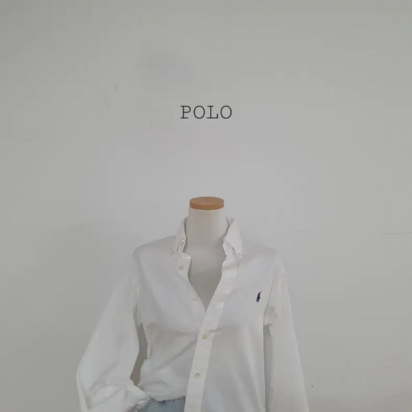 [BUNJANG] Polo Ralph Lauren White Pony Logo Embroidered Cotton Shirt - Size XS / No.26072204 큐알 폴로 랄프로렌 화이트 셔츠