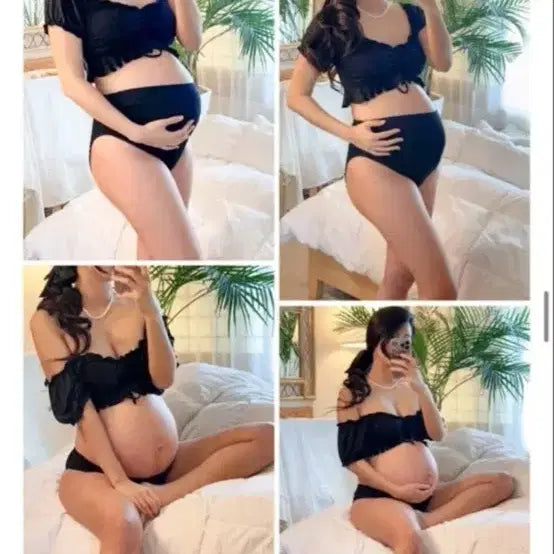 [BUNJANG] Lilymer Maternity Off-Shoulder Bikini Black M / 릴리메르 임산부 오프숄더 비키니 블랙 M