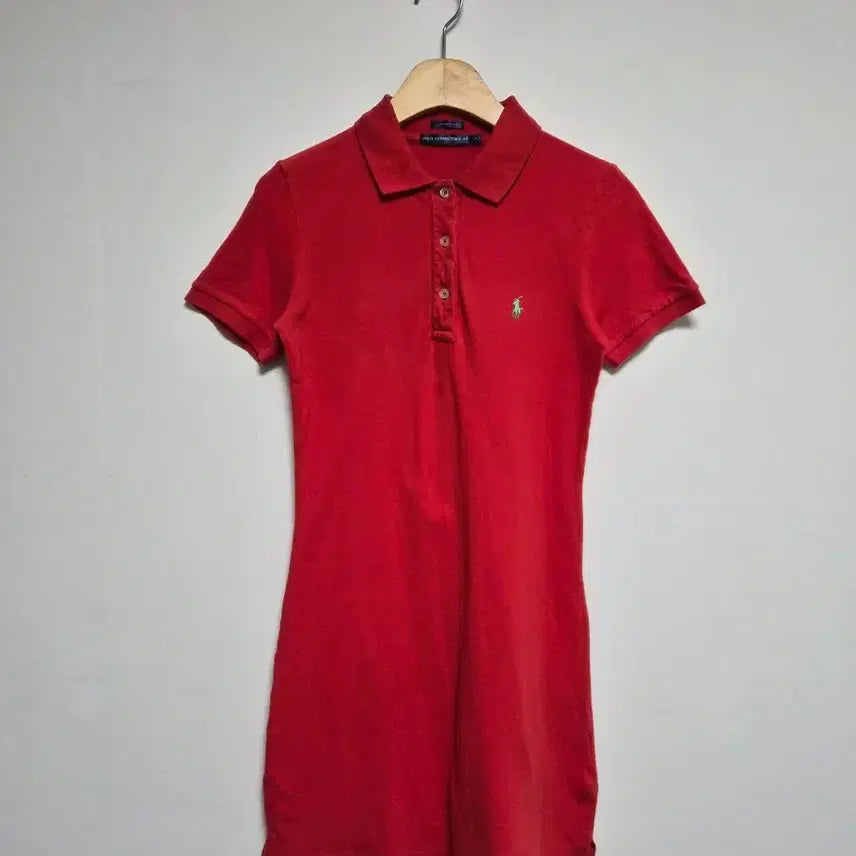 [BUNJANG] Polo Ralph Lauren Red Cotton Collared Dress L / 폴로랄프로렌Polo 레드 코튼 카라 원피스 L - T159