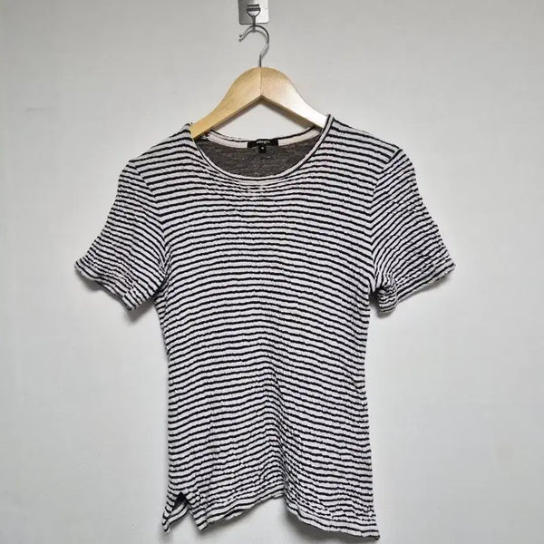 [BUNJANG] Allegri Striped Crinkle T-Shirt M / 알레그리Allegri 스트라이프 쭈굴이 티셔츠 M - T162