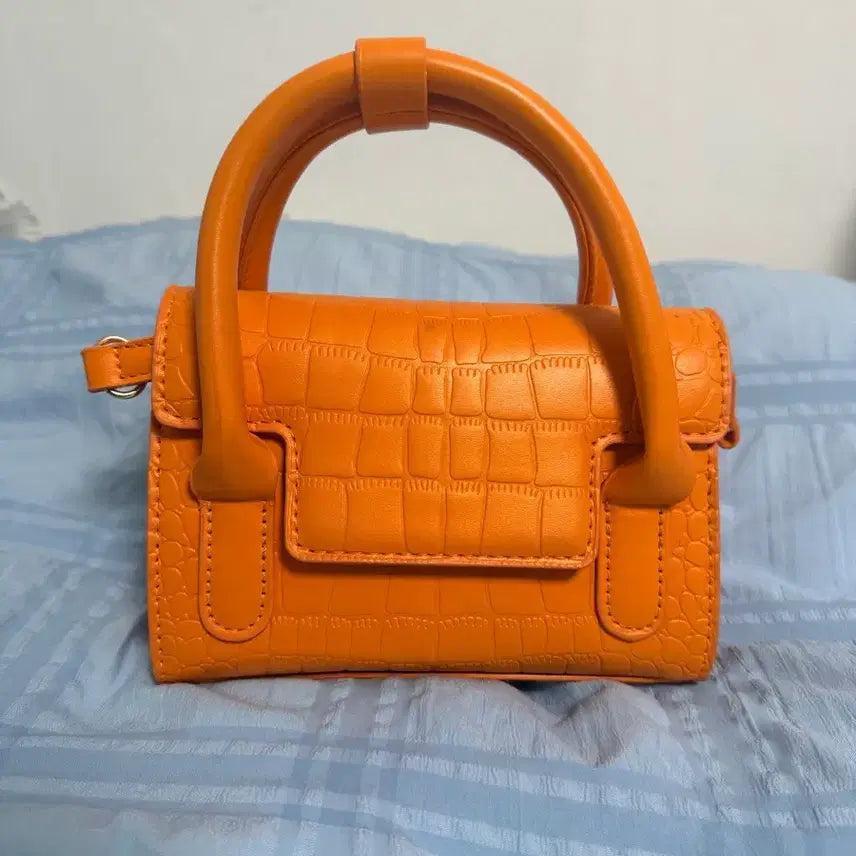 [BUNJANG] Orange Mini 2-Way Crossbody Tote Bag / [거의새것] 오렌지 미니 크로스백 토트백 2way