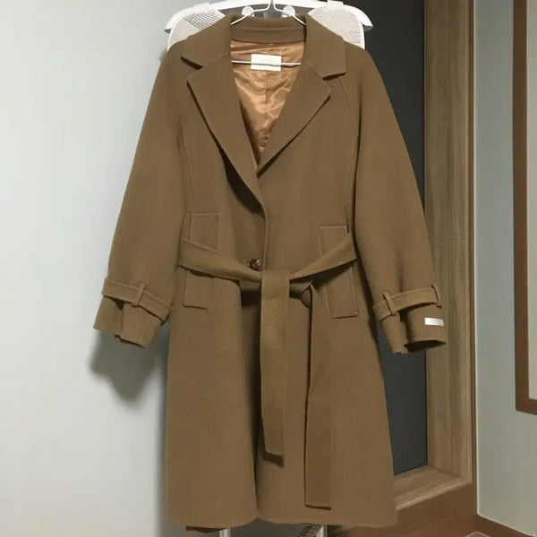 [BUNJANG] SJSJ Belted Handmade Wool Coat (Size 55) / 한섬 SJSJ 에스제이 벨티드 핸드메이드 코트 (55)