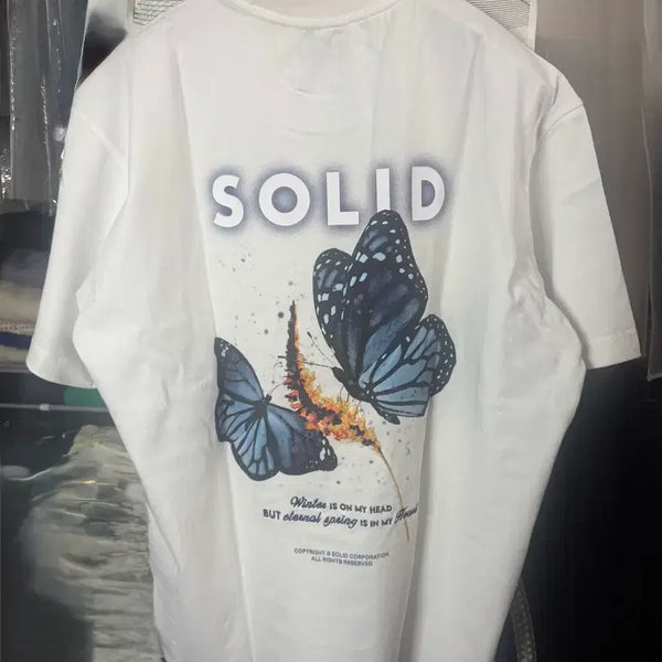 [BUNJANG] Solid Homme Butterfly T-Shirt White Size 48 / 솔리드옴므 버터플라이 반팔 새상품 48사이즈