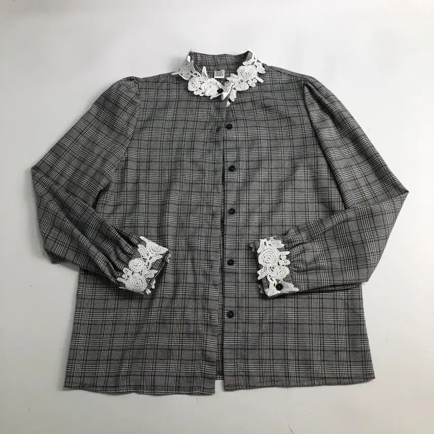 [BUNJANG] MAK MAKS Check Lace Blouse / MAK MAKS 체크 레이스 블라우스