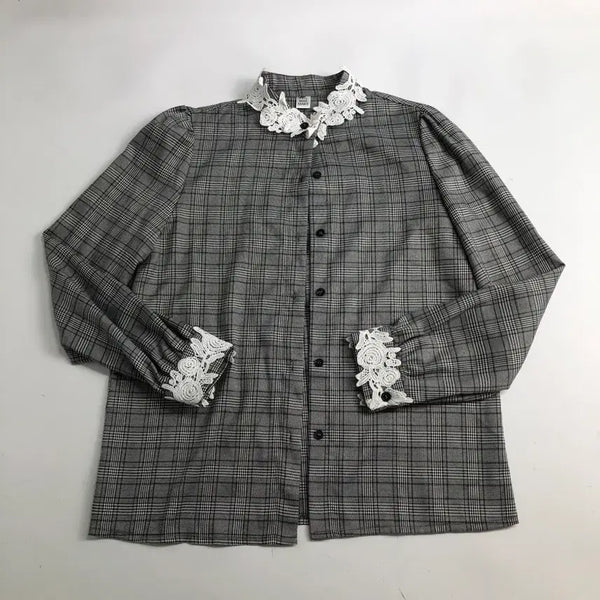 [BUNJANG] MAK MAKS Check Lace Blouse / MAK MAKS 체크 레이스 블라우스