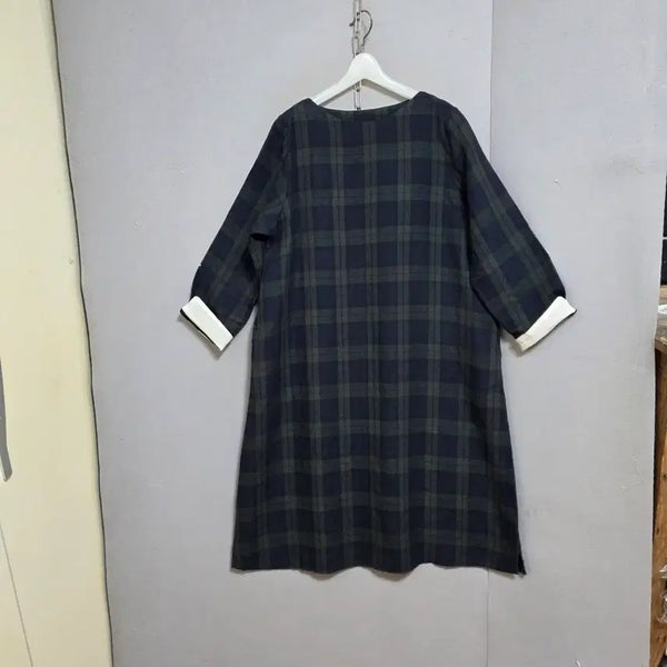 [BUNJANG] Checkered Loose Fit Linen Dress FF / s하루특가s43  체크무늬 루즈핏 린넨 원피스 FF  n4600