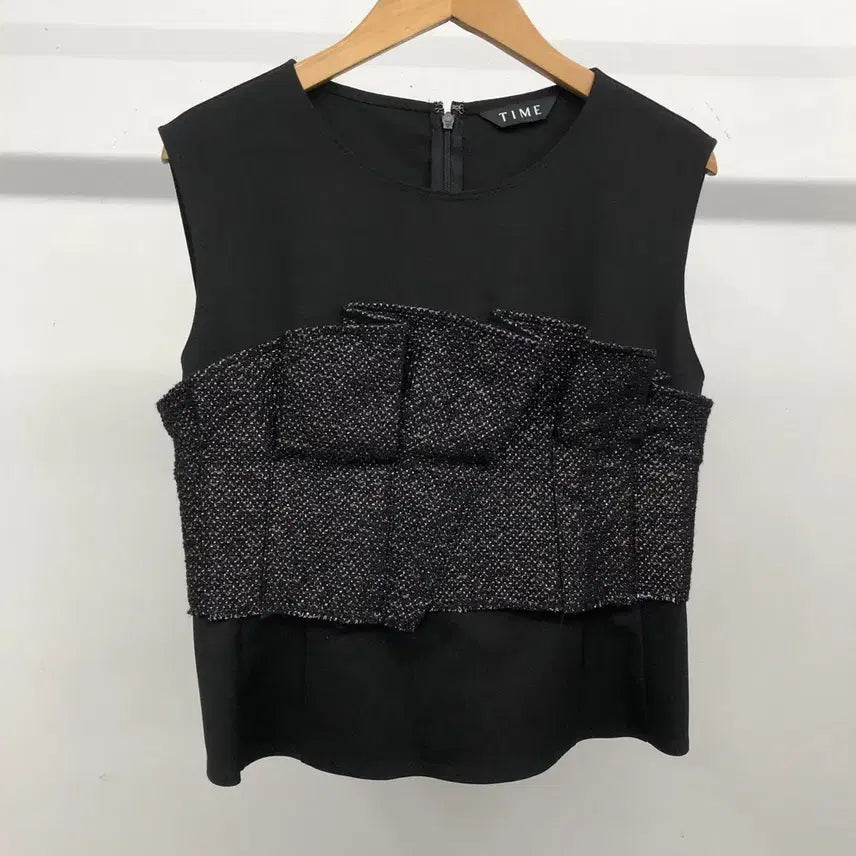 [BUNJANG] Time Tweed Colorblock Sleeveless Inner Top (55-66) / 타임 트위드 배색 슬리브리스 탑 55-66 (88)