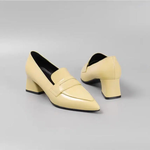 [BUNJANG] Lucy Crew Classic Penny Block Heel Pumps Loafers 235 Yellow Butter / 택포! 루시크루 펌프스 로퍼 235 사이즈 옐로우 노랑 버터5cm[신발]