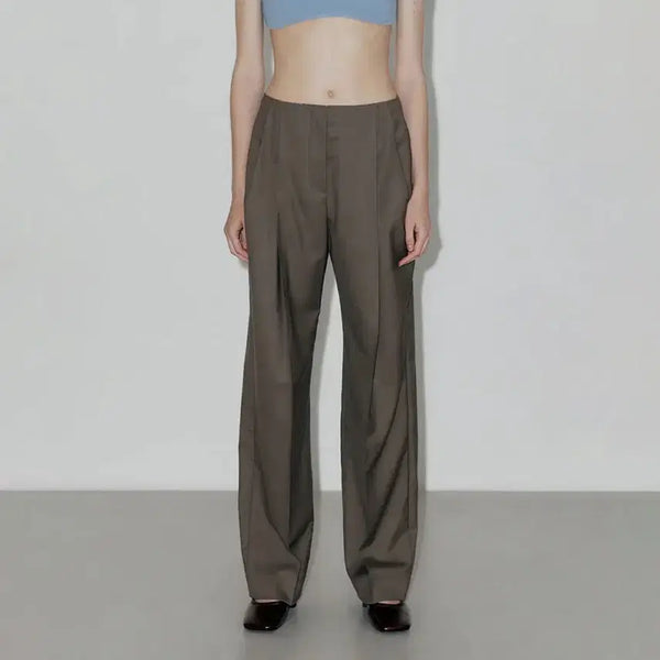 [BUNJANG] LOW CLASSIC Low Rise Trousers Khaki S / 로우클래식 로우 라이즈 트라우저 카키 s