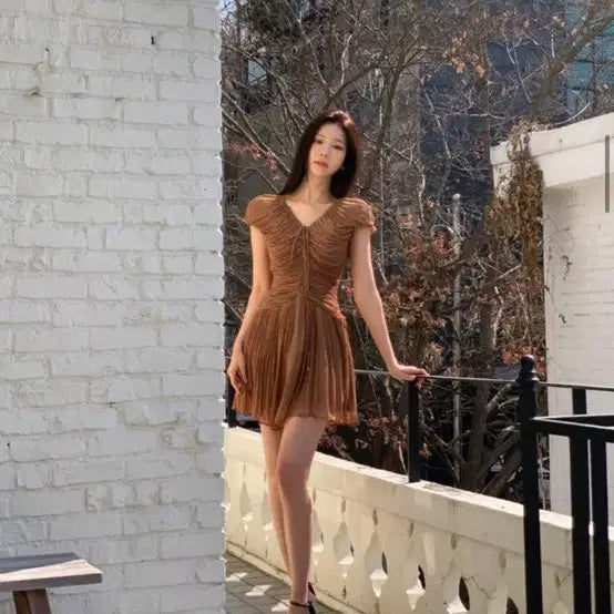 [BUNJANG] Imported JIPPOREM Shirring Mini Dress / 수입 지뽀렘 원피스