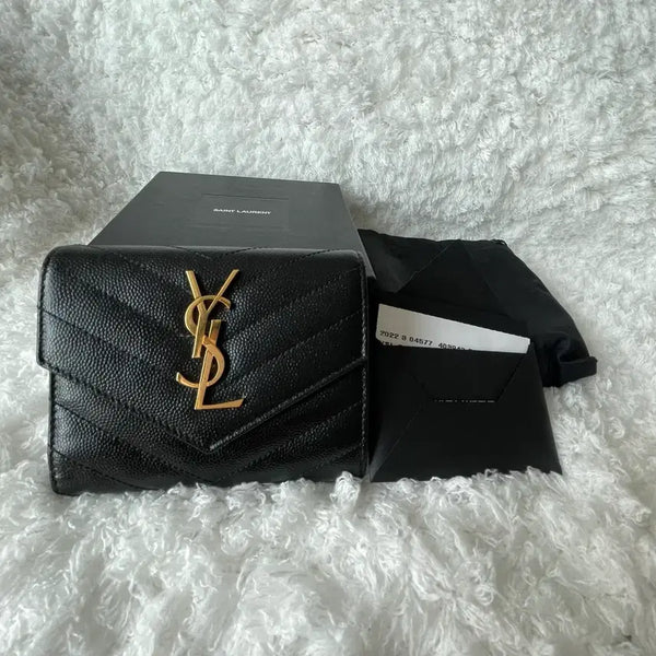 [BUNJANG] Saint Laurent Matelassé Black Bifold Wallet Full Box / (새상품)생로랑 마틀라세 블랙 반지갑 풀박스