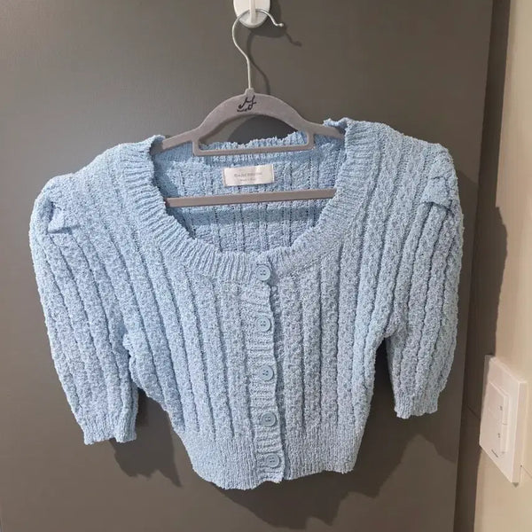 [BUNJANG] Sagebrush Short-Sleeve Knit Cardigan / 세이지브러쉬 반팔 니트가디건