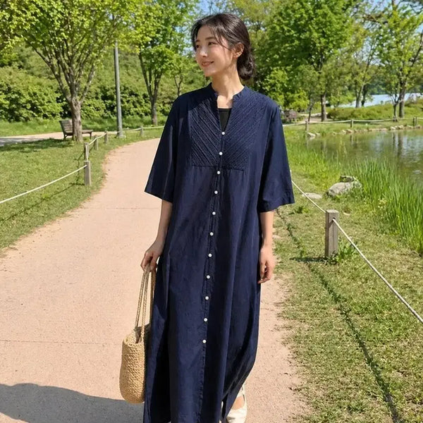 [BUNJANG] NICOLE Grand PARK Pintuck Detail Cotton Shirt Dress / [FREE] 니콜 그룹 Grand PARK 핀턱 디테일 코튼 원피스