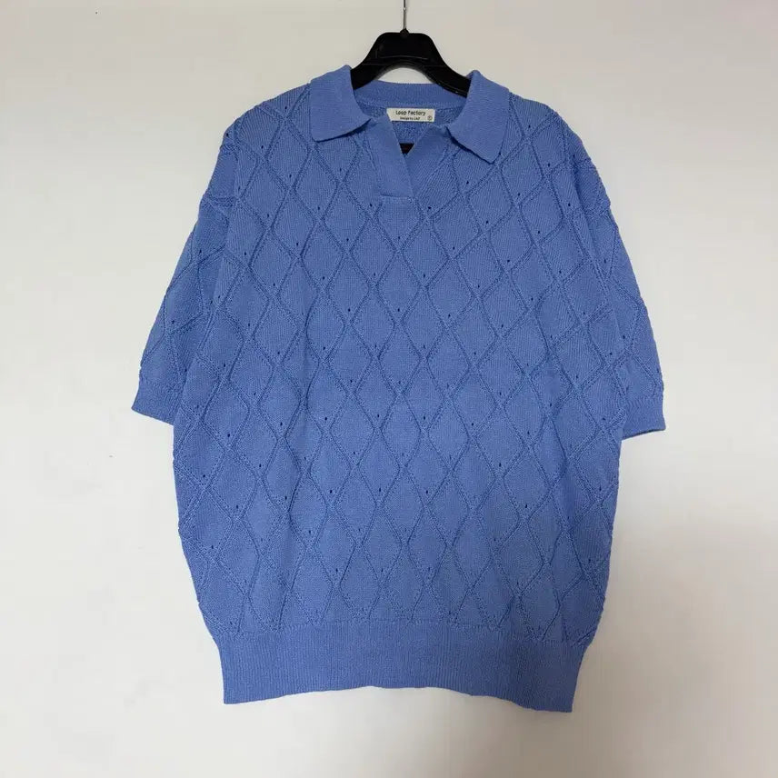 [BUNJANG] Men's Spring/Summer Collar Neck Short Sleeve Knit (Blue) / 새상품 남자 봄 여름 카라넥 반팔 니트 (블루)