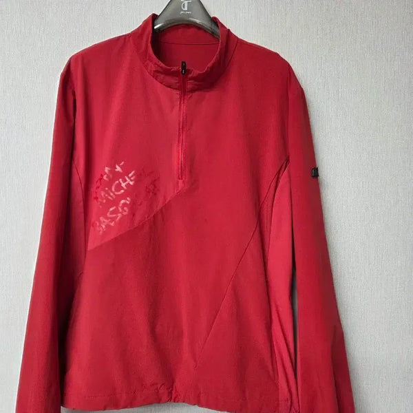 [BUNJANG] Tommy Hilfiger x Basquiat Collaboration Half-Zip Sweatshirt Red / 타미힐피거 바스키아 콜라보 하프집업 레드