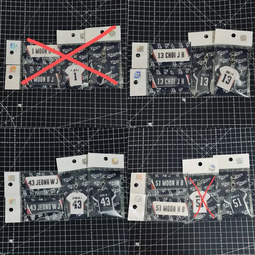 [BUNJANG] Hanwha Eagles Choi Jae-hoon, Jung Woo-ju, Moon Hyun-bin National Team Jersey Carabiner Keychain Set / 한화이글스 최재훈 정우주 문현빈 국가대표 유니폼 카라비너 키링