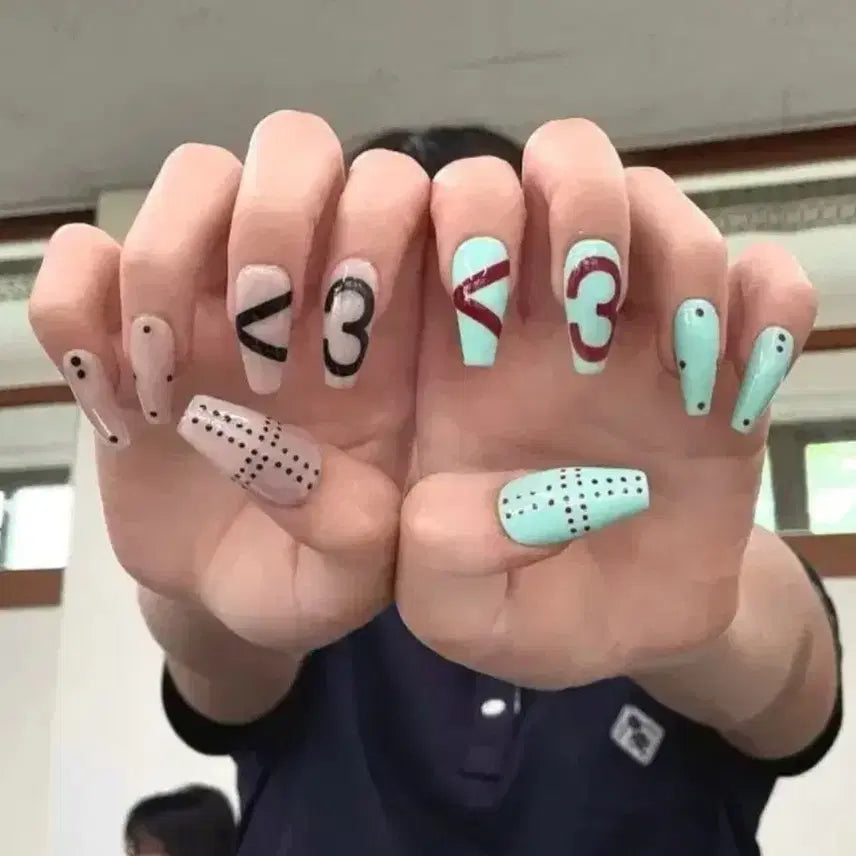 [BUNJANG] Handmade Custom Press-On Nail Tips / 선착1명할인[<3 뿅뿅_수제네일팁] #상점소개글 필독 :)