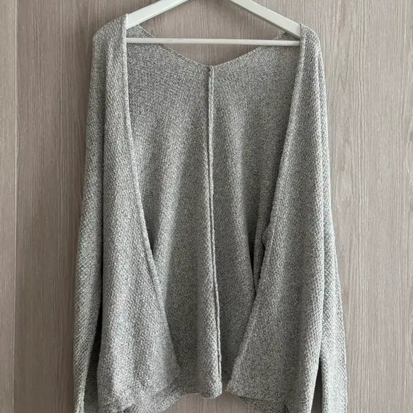 [BUNJANG] Brand Drop Shoulder Cardigan (Light Grey, Cotton Blend) / 새상급 made in italy 브랜드 드롭숄더 가디건