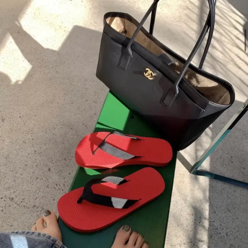 [BUNJANG] Low Wedge Sandals Red Size 245 New / 로우쪼리 245새상품