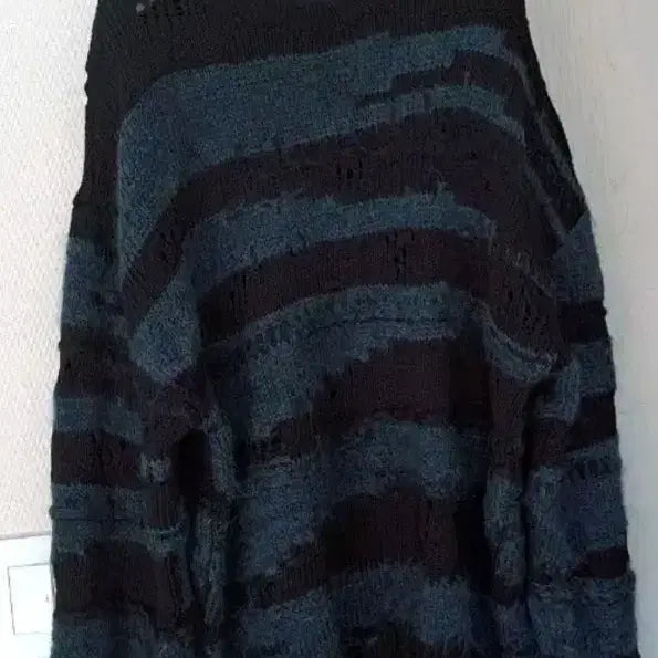 [BUNJANG] Juun.J Mohair Stripe Grunge Knit L / L 24fw 준지 모헤어 스트라이프 그런지 니트