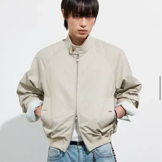 [BUNJANG] Alene Structure Harrington Blouson Beige Size 2 (New) / [2]알렌느 스트럭쳐 해링턴 블루종 베이지(새상품)
