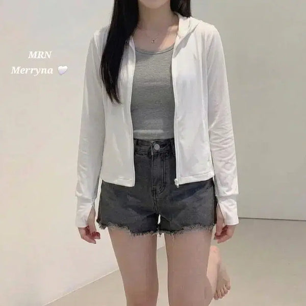 [BUNJANG] Merryna Slim Fit UV Cut Lightweight Hooded Zip-Up / 슬림핏 자외선차단 얇은 후드집업 4color