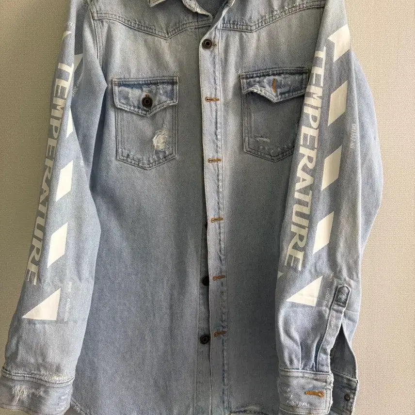 [BUNJANG] Off-White Temperature Denim Shirt Jacket Medium / 오프화이트 데님 셔츠 자켓 TEMPERATURE 미듐 사이즈