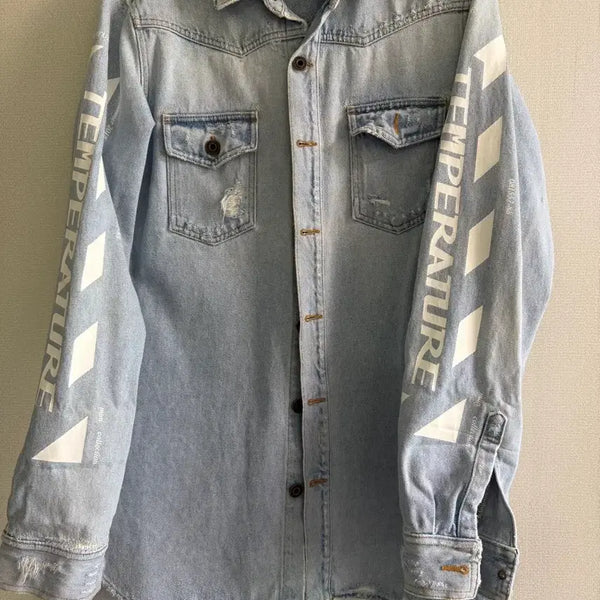 [BUNJANG] Off-White Temperature Denim Shirt Jacket Medium / 오프화이트 데님 셔츠 자켓 TEMPERATURE 미듐 사이즈