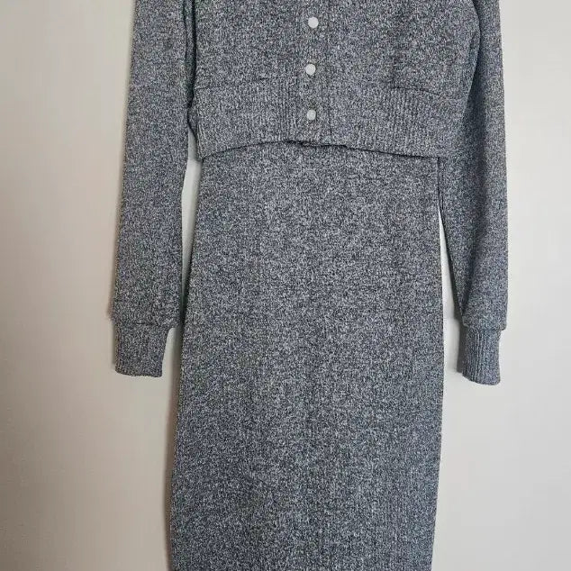 [BUNJANG] Amoeba Knit Long Dress Cardigan Set / AMOEDA 니트 롱 원피스 가디건 세트44~55