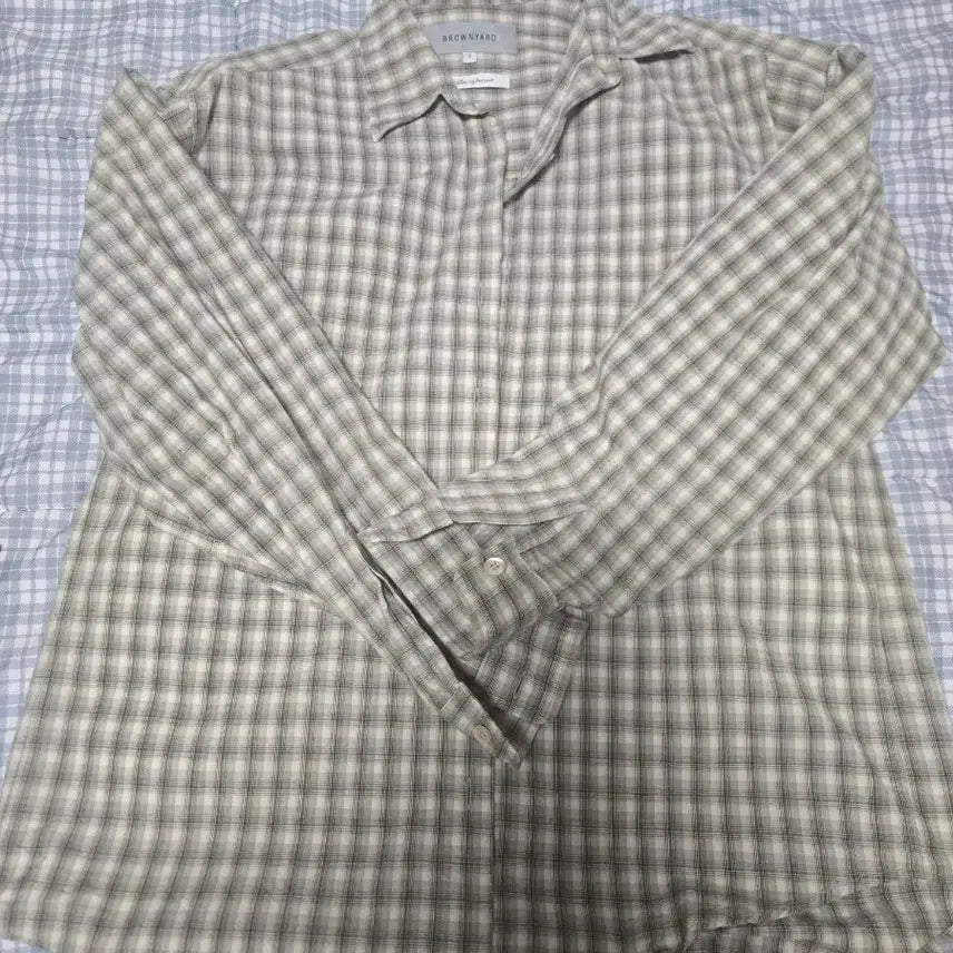 [BUNJANG] BrownYarn W Steady Shirt Beige Check Size 2 / 브라운야드 W 스테디 셔츠 베이지체크 2사이즈